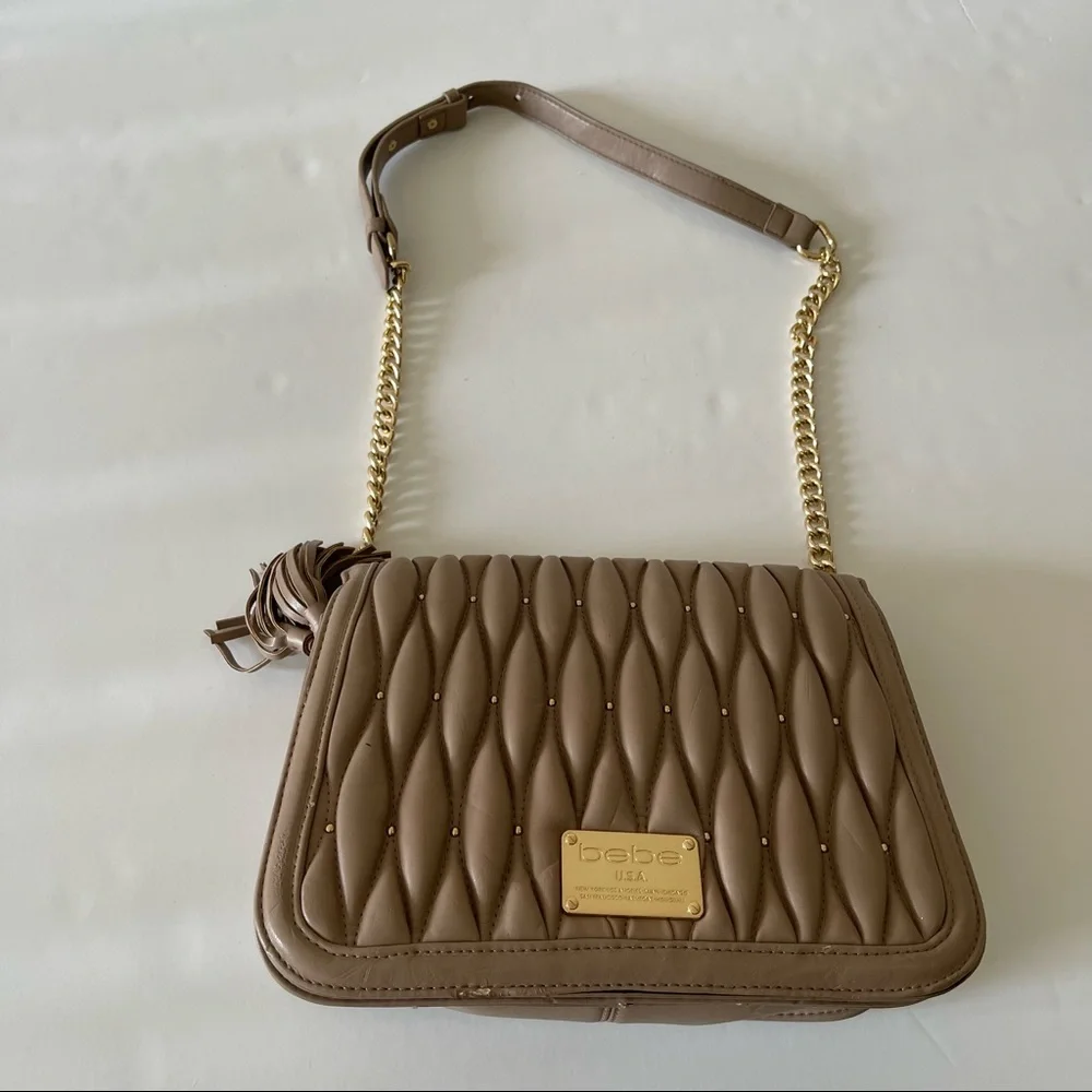 bebe Quilted Puff Faux Leather Crossbody Purse